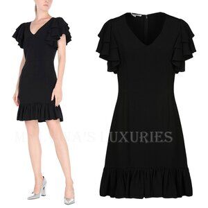 STELLA MCCARTNEY DRESS MIRANDA RUFFLE SLEEVE SKIRT BLACK sz IT 40 US 4